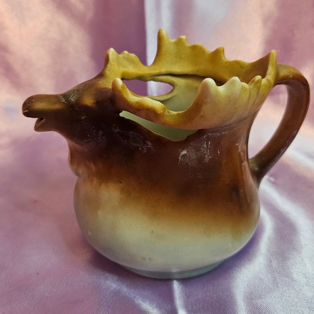 Vintage Roy Floretta Ware Austria Figural Moose Ceramic Creamer Pitcher Brown
